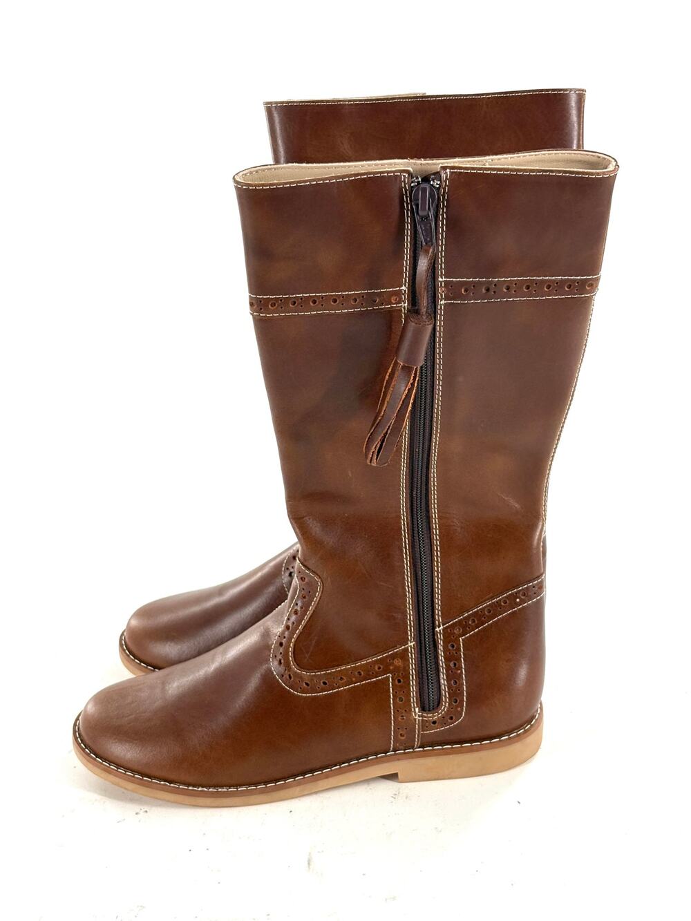 Elephantito Girls Tall Leather Riding Boots 3 NWOT Brown Riding Equestrian Prep